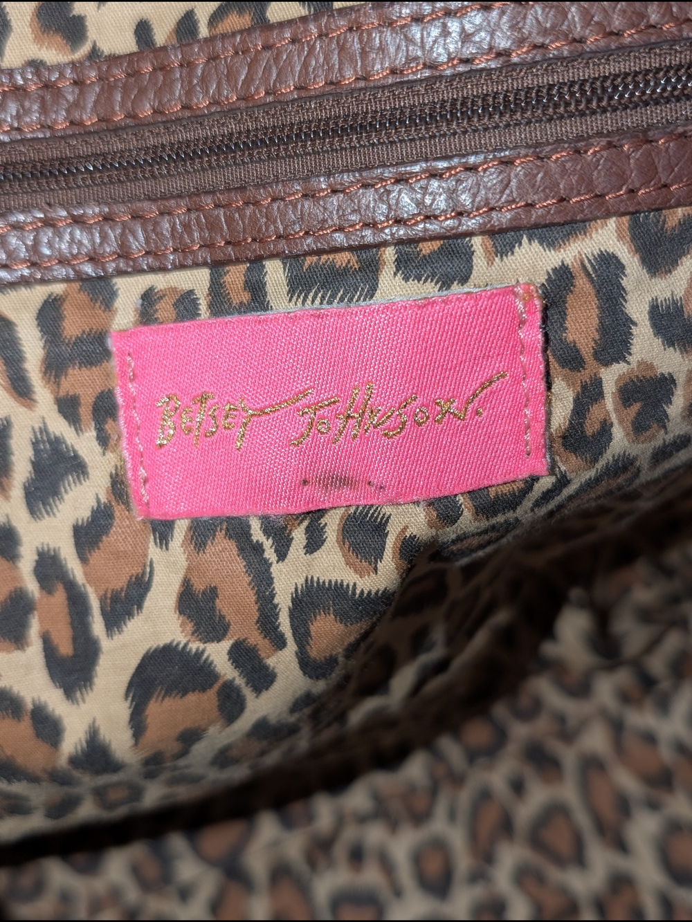 Vintage Betsey Johnson Rare Y2K Brown Leather Studded Satchel Bag - Picture 9 of 10